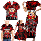 Personalized Dragons ANZAC Day Family Matching Short Sleeve Bodycon Dress and Hawaiian Shirt Australian Army - Lest We Forget