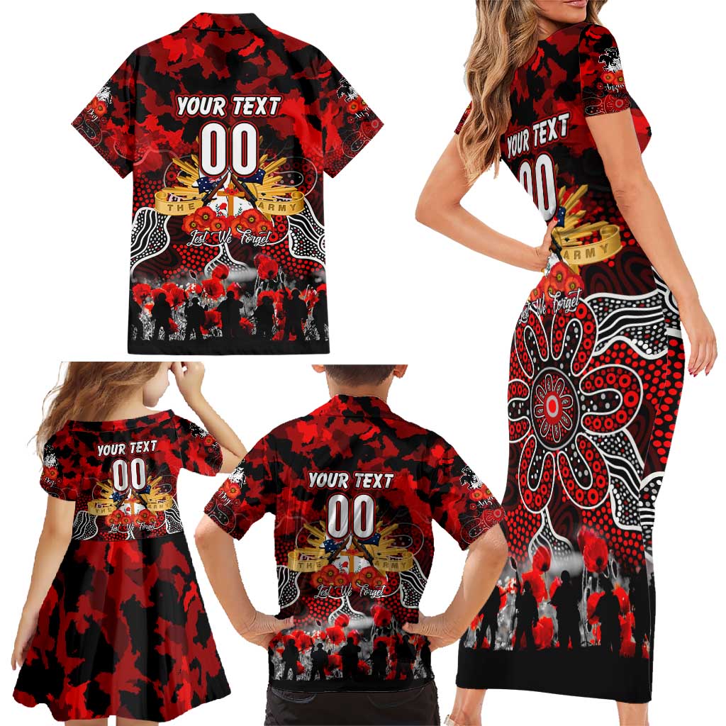 Personalized Dragons ANZAC Day Family Matching Short Sleeve Bodycon Dress and Hawaiian Shirt Australian Army - Lest We Forget