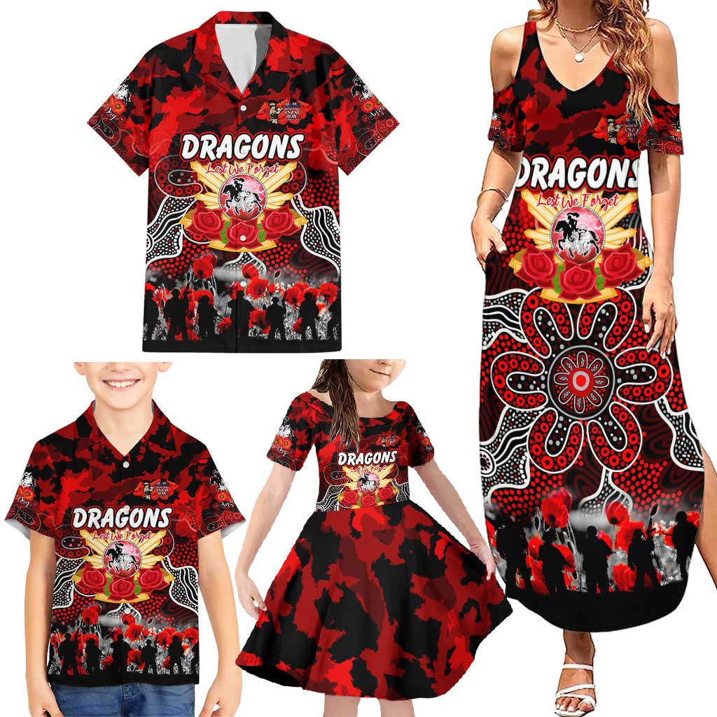 Personalized Dragons ANZAC Day Family Matching Summer Maxi Dress and Hawaiian Shirt Australian Army - Lest We Forget