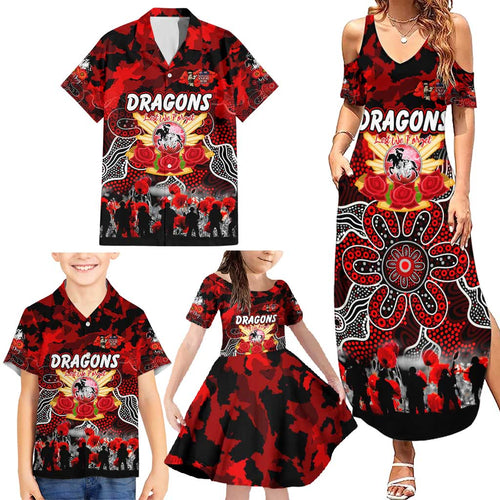 Personalized Dragons ANZAC Day Family Matching Summer Maxi Dress and Hawaiian Shirt Australian Army - Lest We Forget
