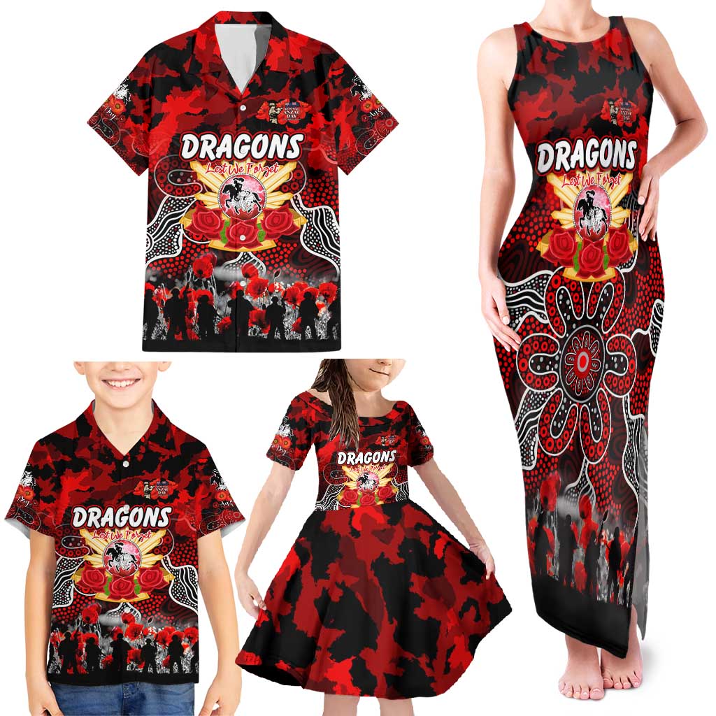 Personalized Dragons ANZAC Day Family Matching Tank Maxi Dress and Hawaiian Shirt Australian Army - Lest We Forget