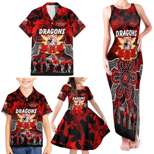 Personalized Dragons ANZAC Day Family Matching Tank Maxi Dress and Hawaiian Shirt Australian Army - Lest We Forget