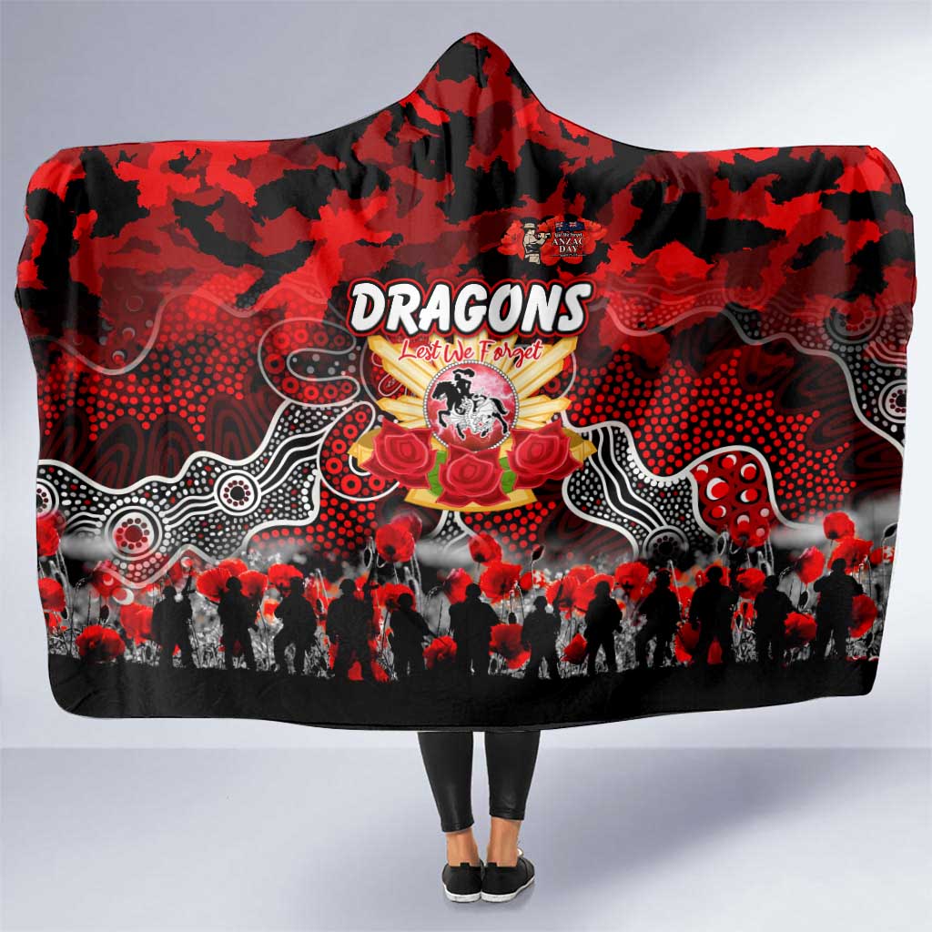 Dragons ANZAC Day Hooded Blanket Australian Army - Lest We Forget