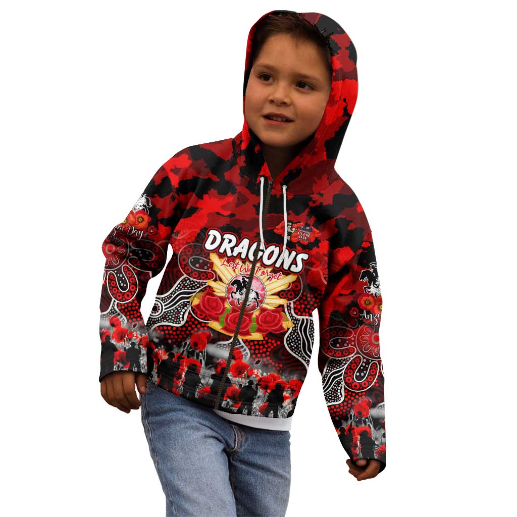Personalized Dragons ANZAC Day Kid Hoodie Australian Army - Lest We Forget