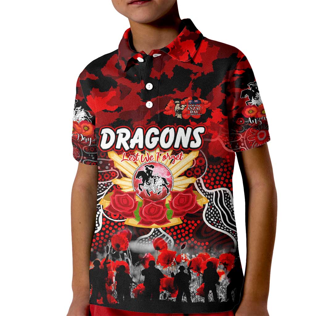 Personalized Dragons ANZAC Day Kid Polo Shirt Australian Army - Lest We Forget