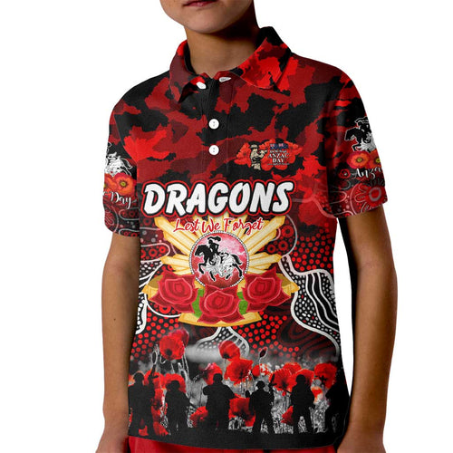 Personalized Dragons ANZAC Day Kid Polo Shirt Australian Army - Lest We Forget