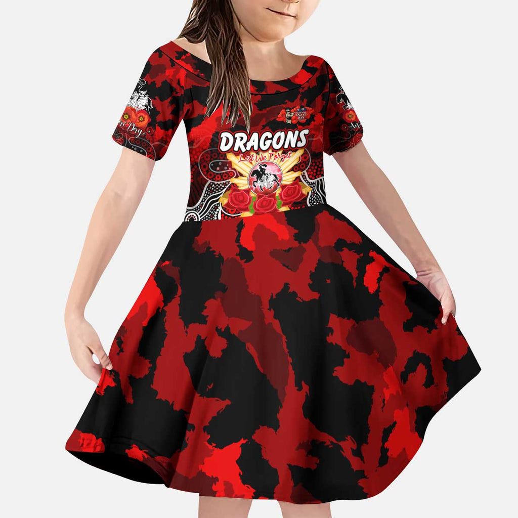 Personalized Dragons ANZAC Day Kid Short Sleeve Dress Australian Army - Lest We Forget