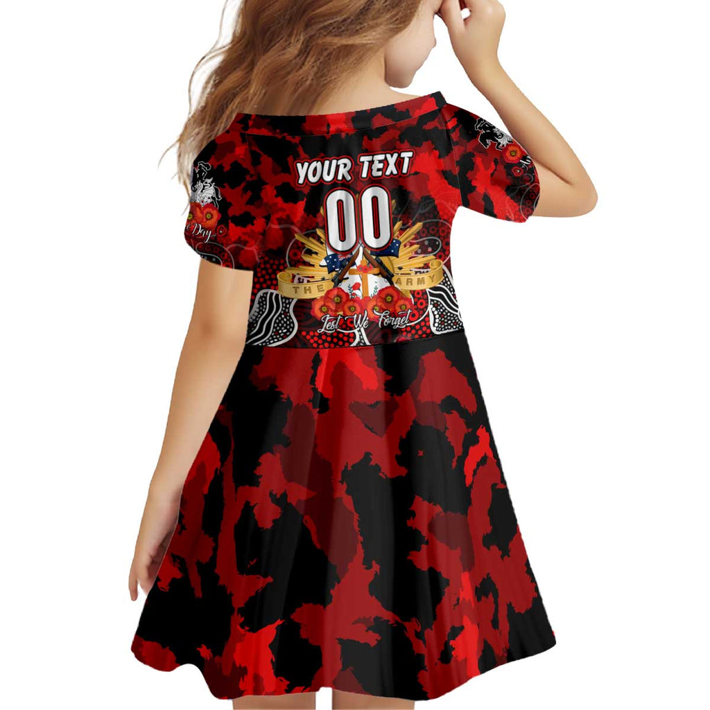 Personalized Dragons ANZAC Day Kid Short Sleeve Dress Australian Army - Lest We Forget