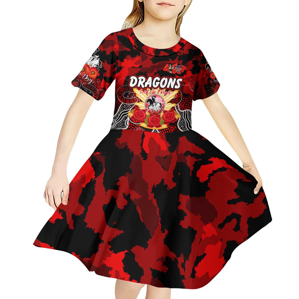 Personalized Dragons ANZAC Day Kid Short Sleeve Dress Australian Army - Lest We Forget