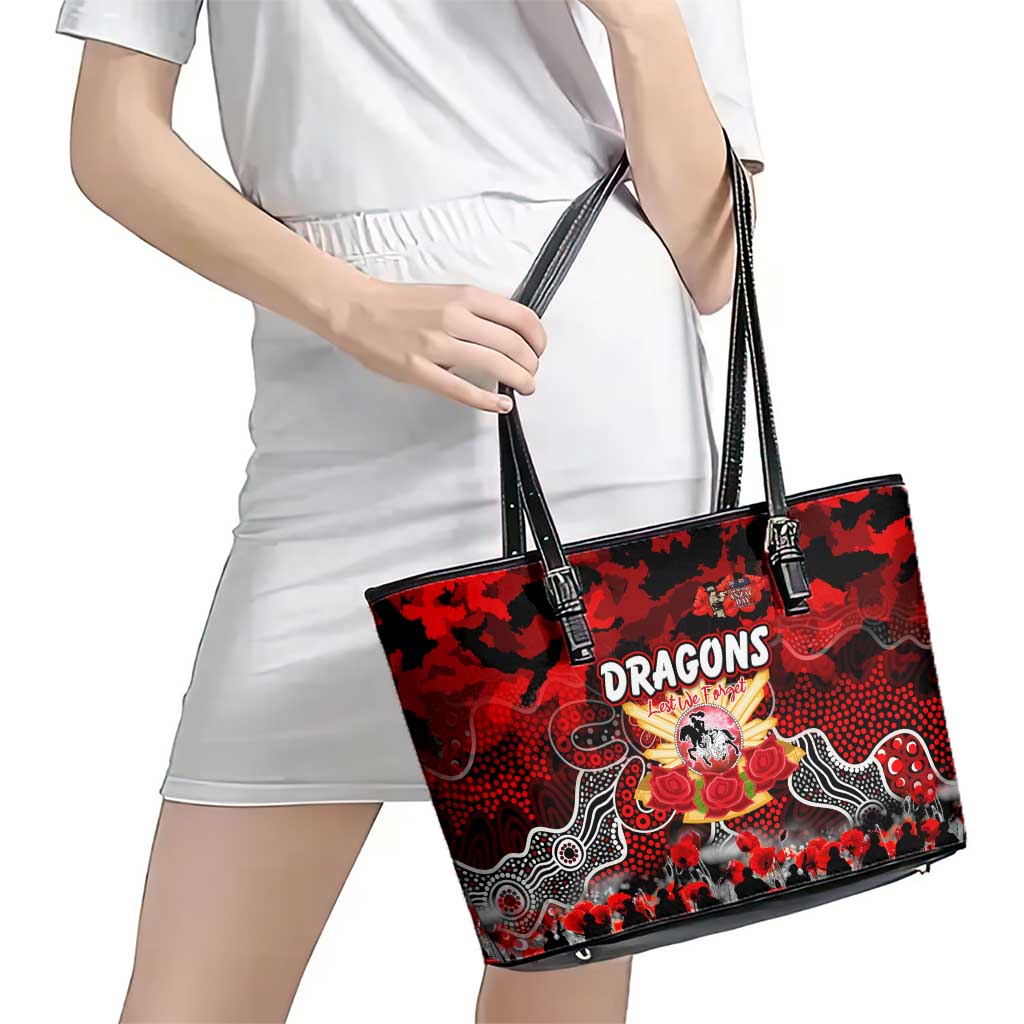 Dragons ANZAC Day Leather Tote Bag Australian Army - Lest We Forget