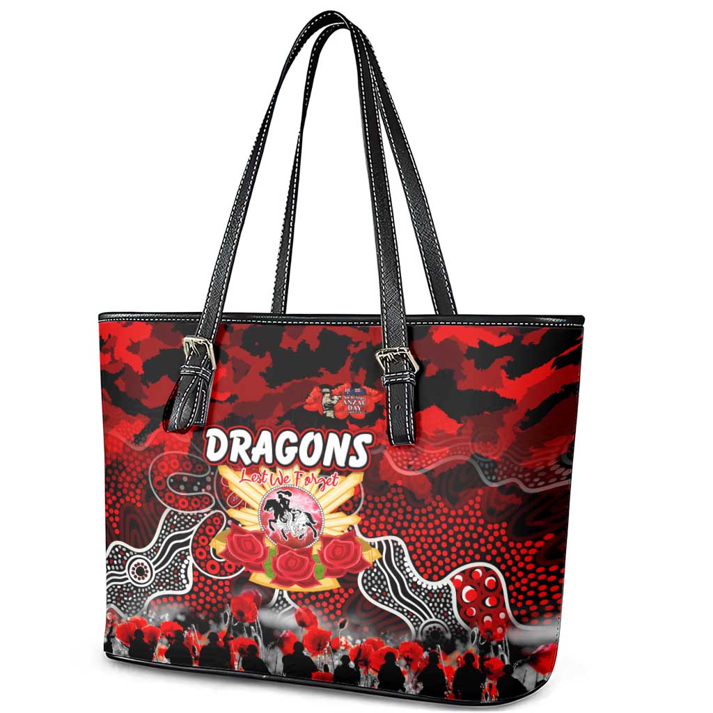 Dragons ANZAC Day Leather Tote Bag Australian Army - Lest We Forget
