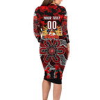 Personalized Dragons ANZAC Day Long Sleeve Bodycon Dress Australian Army - Lest We Forget