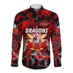 Personalized Dragons ANZAC Day Long Sleeve Button Shirt Australian Army - Lest We Forget