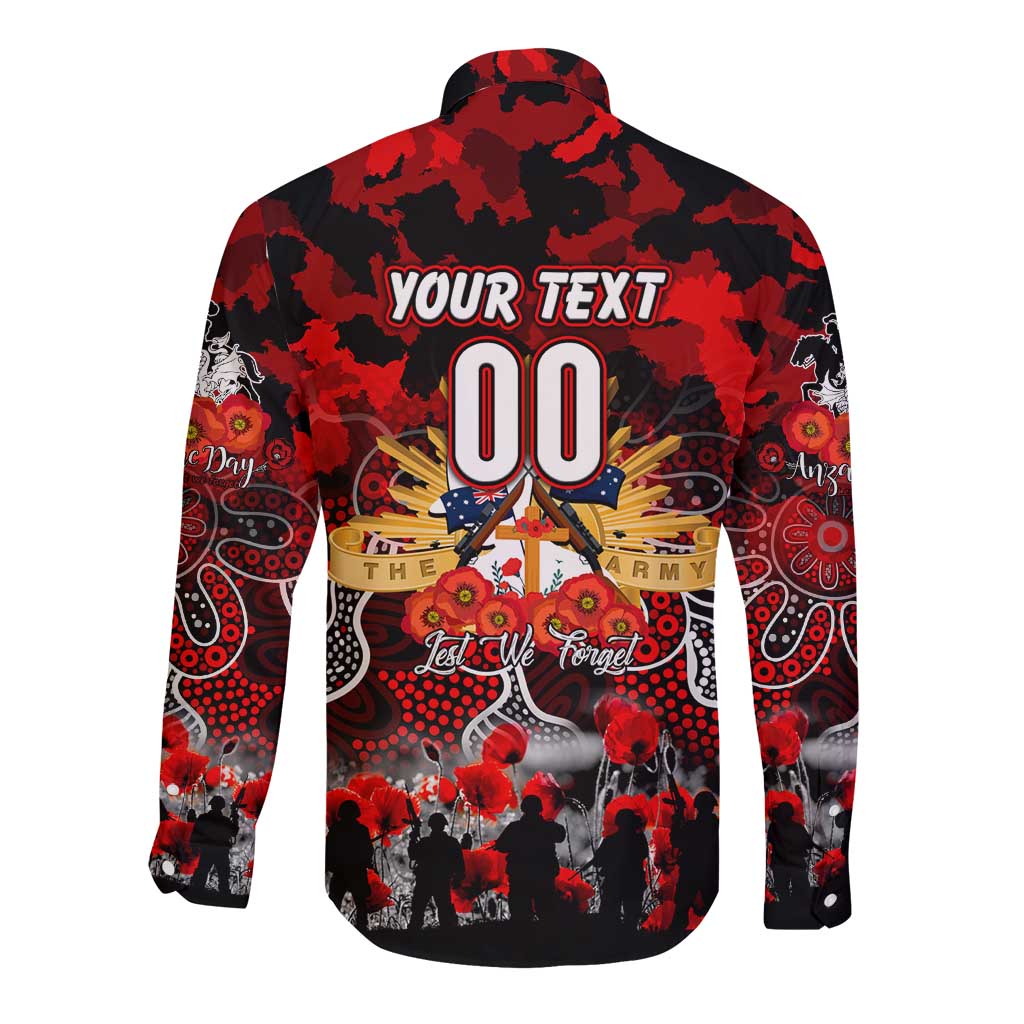Personalized Dragons ANZAC Day Long Sleeve Button Shirt Australian Army - Lest We Forget