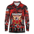 Personalized Dragons ANZAC Day Long Sleeve Polo Shirt Australian Army - Lest We Forget