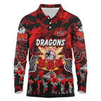 Personalized Dragons ANZAC Day Long Sleeve Polo Shirt Australian Army - Lest We Forget