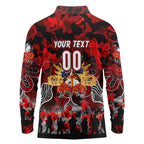 Personalized Dragons ANZAC Day Long Sleeve Polo Shirt Australian Army - Lest We Forget