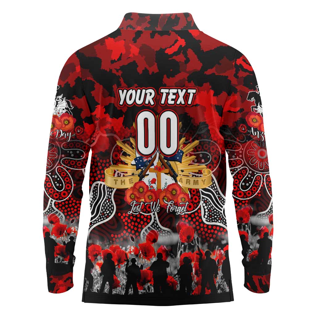 Personalized Dragons ANZAC Day Long Sleeve Polo Shirt Australian Army - Lest We Forget