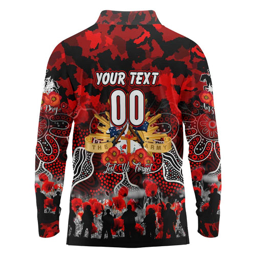 Personalized Dragons ANZAC Day Long Sleeve Polo Shirt Australian Army - Lest We Forget