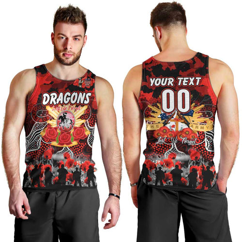 Personalized Dragons ANZAC Day Men Tank Top Australian Army - Lest We Forget