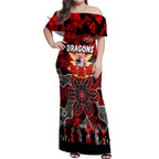 Personalized Dragons ANZAC Day Off Shoulder Maxi Dress Australian Army - Lest We Forget
