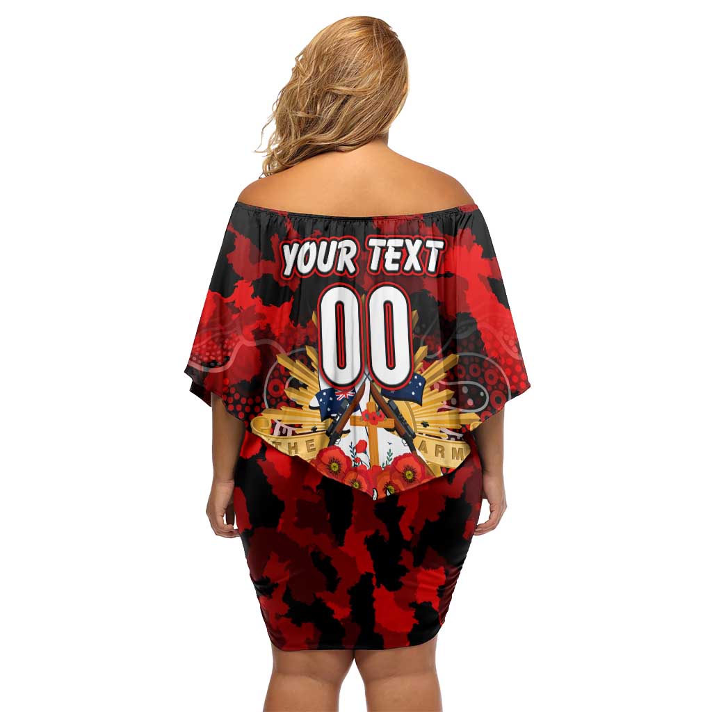 Personalized Dragons ANZAC Day Off Shoulder Short Dress Australian Army - Lest We Forget