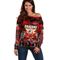 Personalized Dragons ANZAC Day Off Shoulder Sweater Australian Army - Lest We Forget