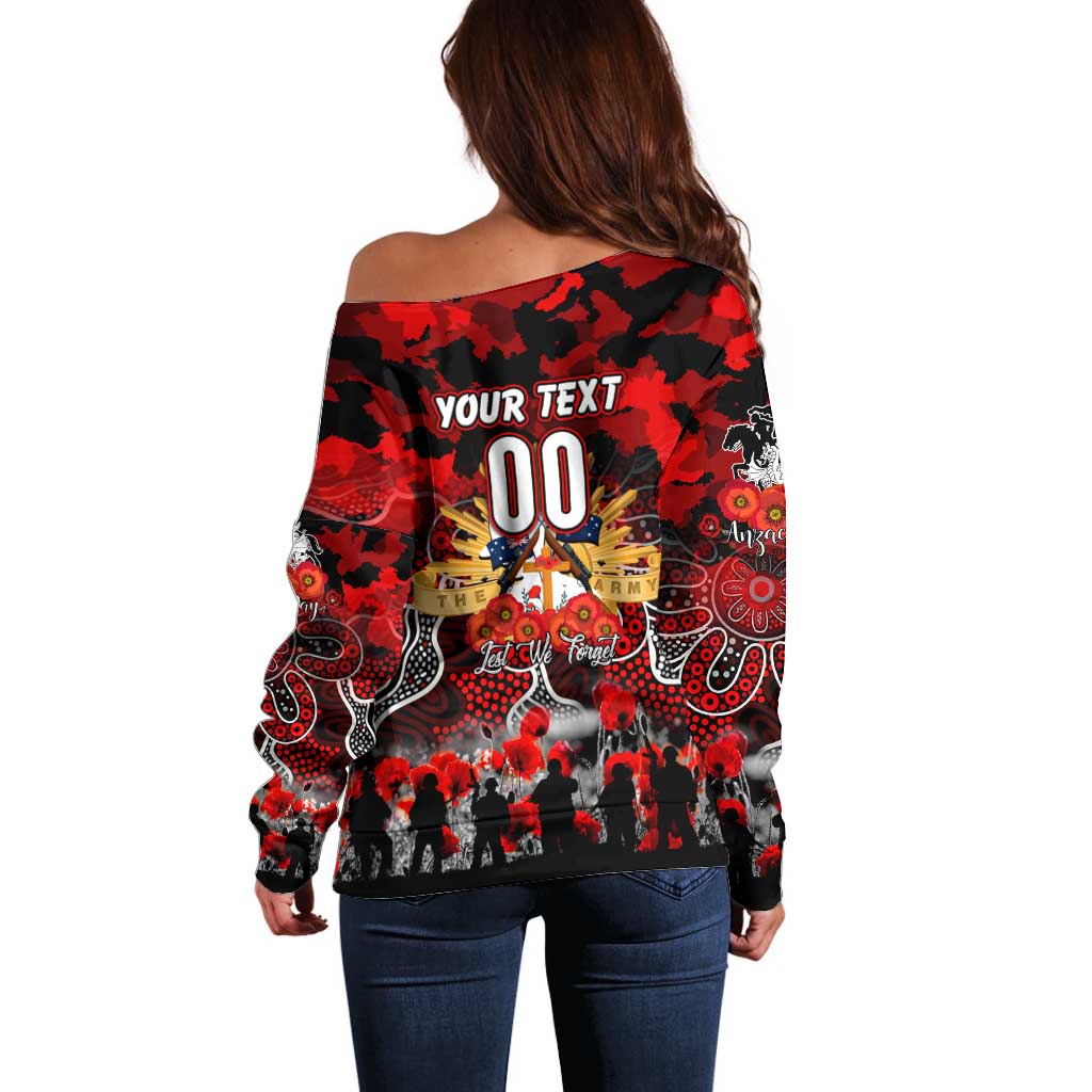 Personalized Dragons ANZAC Day Off Shoulder Sweater Australian Army - Lest We Forget