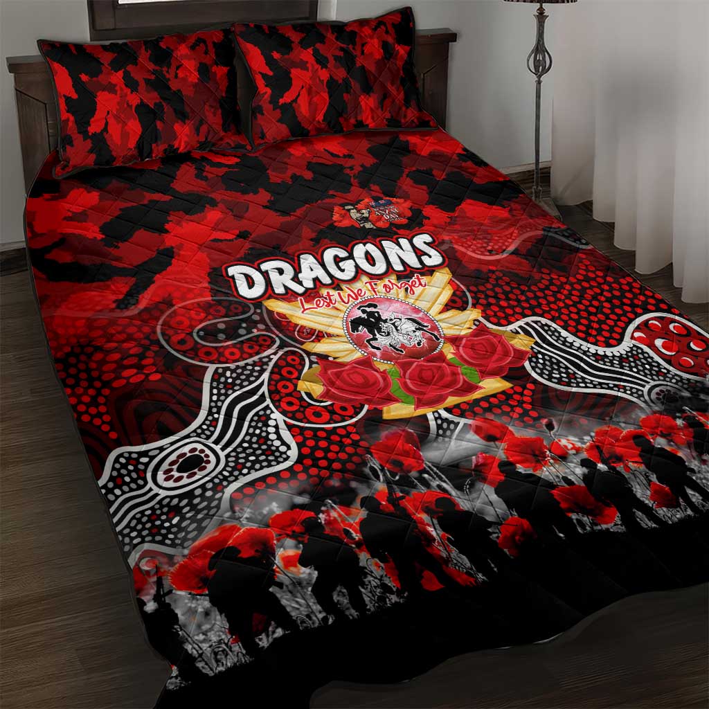 Dragons ANZAC Day Quilt Bed Set Australian Army - Lest We Forget