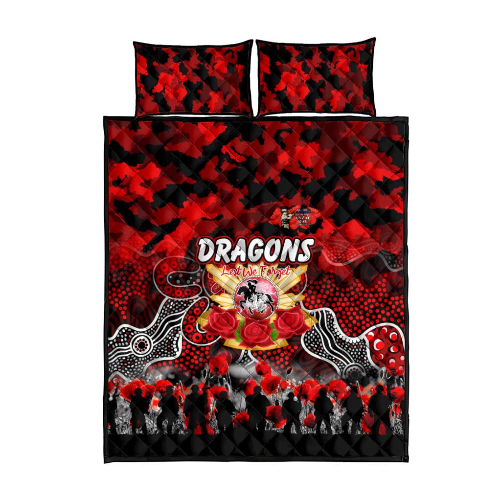 Dragons ANZAC Day Quilt Bed Set Australian Army - Lest We Forget