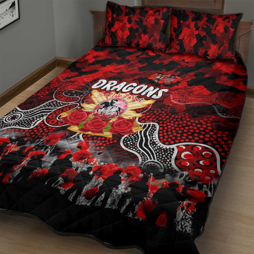 Dragons ANZAC Day Quilt Bed Set Australian Army - Lest We Forget