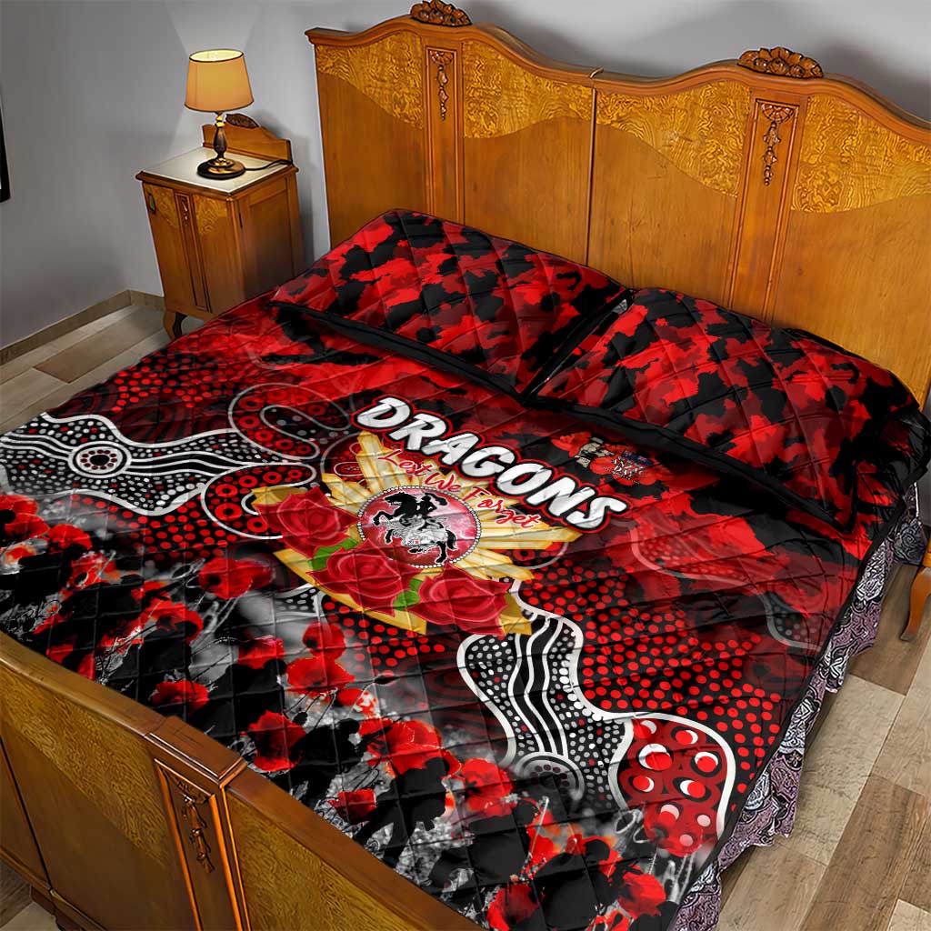 Dragons ANZAC Day Quilt Bed Set Australian Army - Lest We Forget