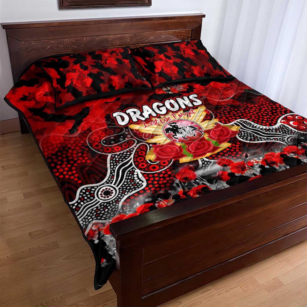 Dragons ANZAC Day Quilt Bed Set Australian Army - Lest We Forget