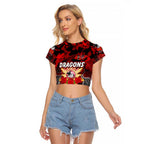 Personalized Dragons ANZAC Day Raglan Cropped T Shirt Australian Army - Lest We Forget