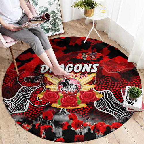Dragons ANZAC Day Round Carpet Australian Army - Lest We Forget