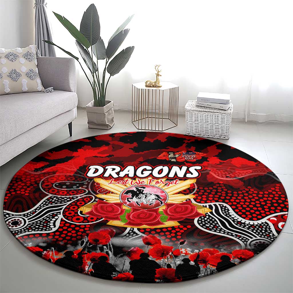 Dragons ANZAC Day Round Carpet Australian Army - Lest We Forget