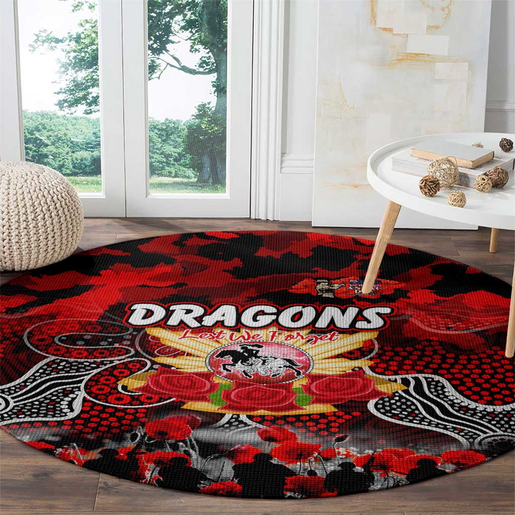 Dragons ANZAC Day Round Carpet Australian Army - Lest We Forget