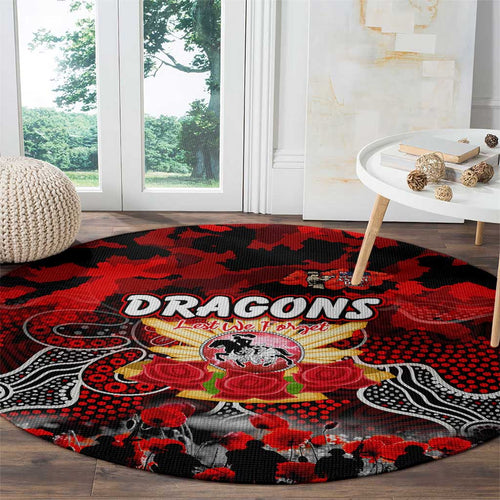 Dragons ANZAC Day Round Carpet Australian Army - Lest We Forget