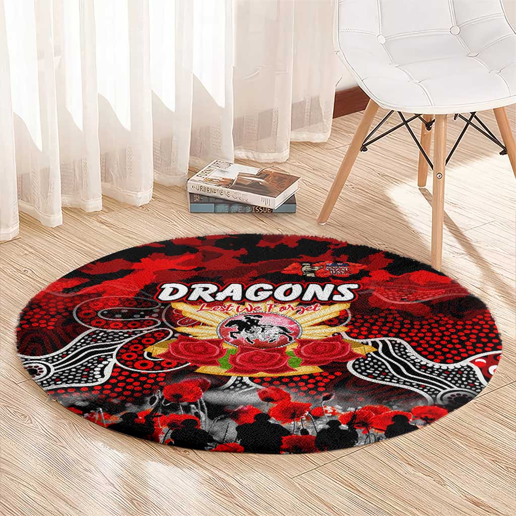 Dragons ANZAC Day Round Carpet Australian Army - Lest We Forget