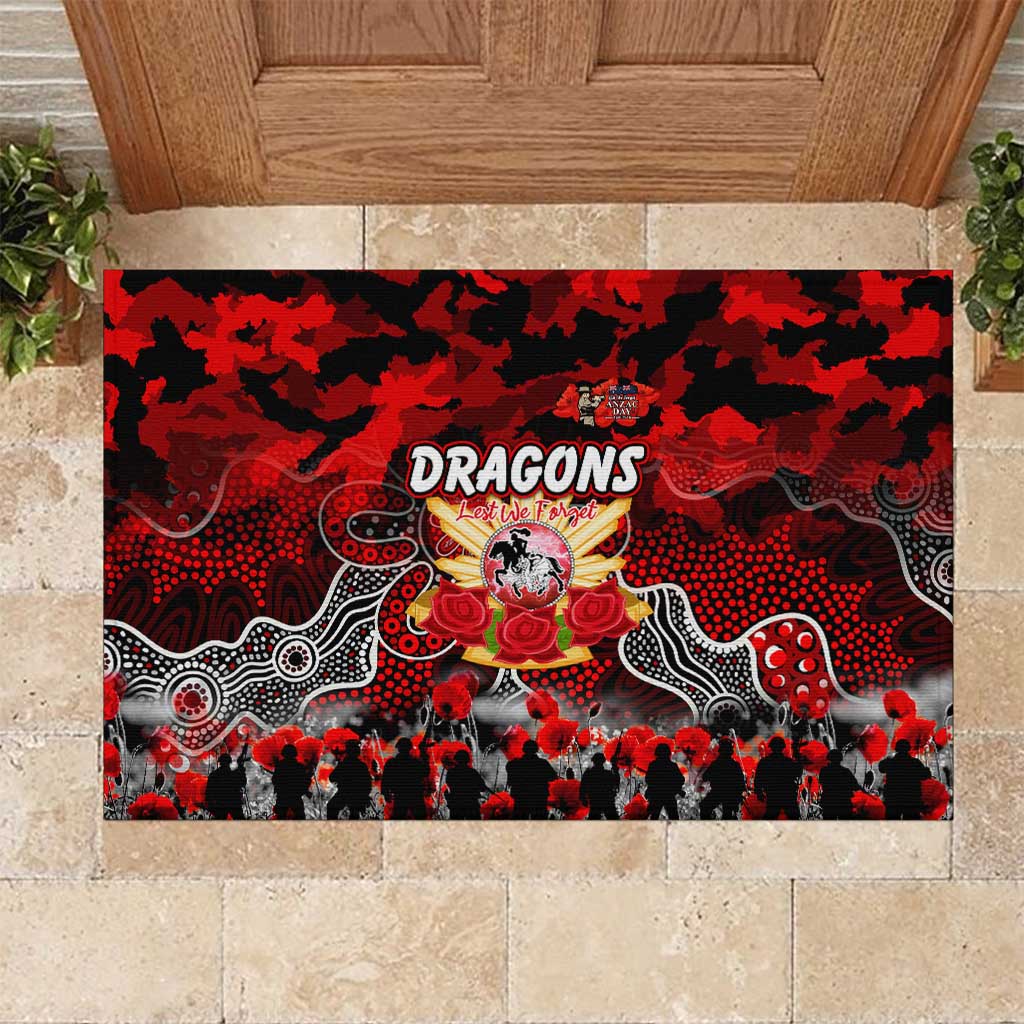 Dragons ANZAC Day Rubber Doormat Australian Army - Lest We Forget