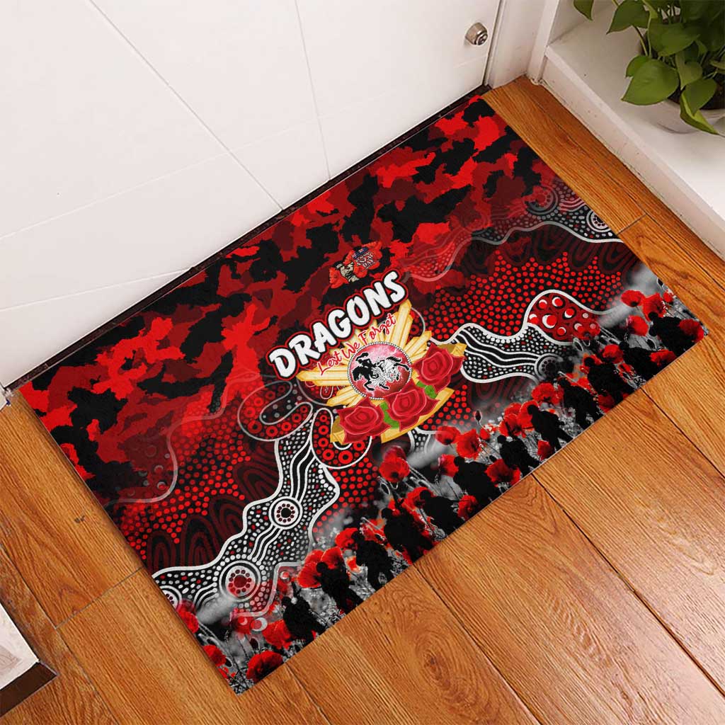Dragons ANZAC Day Rubber Doormat Australian Army - Lest We Forget