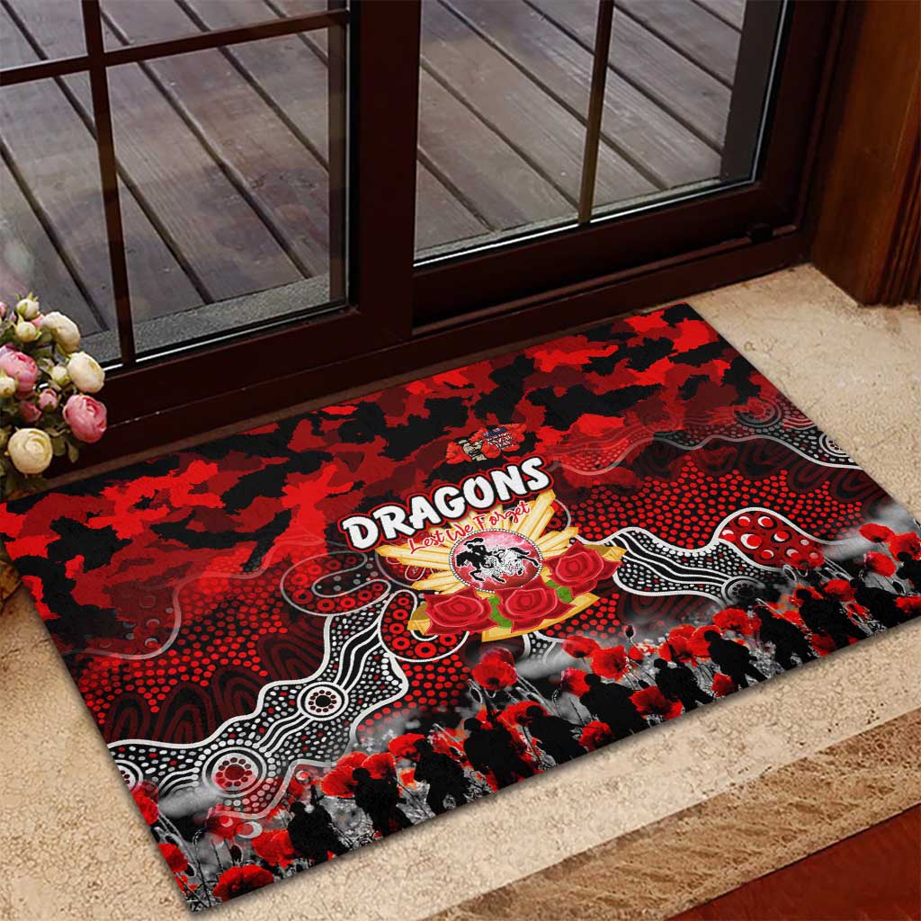 Dragons ANZAC Day Rubber Doormat Australian Army - Lest We Forget