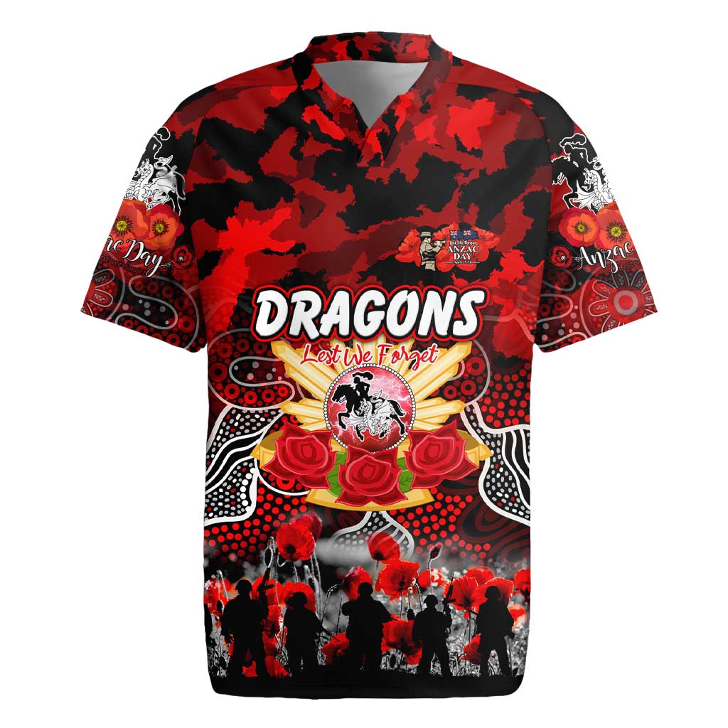 Personalized Dragons ANZAC Day Rugby Jersey Australian Army - Lest We Forget