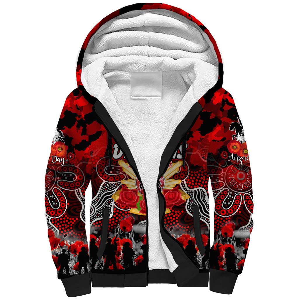 Personalized Dragons ANZAC Day Sherpa Hoodie Australian Army - Lest We Forget