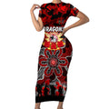 Personalized Dragons ANZAC Day Short Sleeve Bodycon Dress Australian Army - Lest We Forget