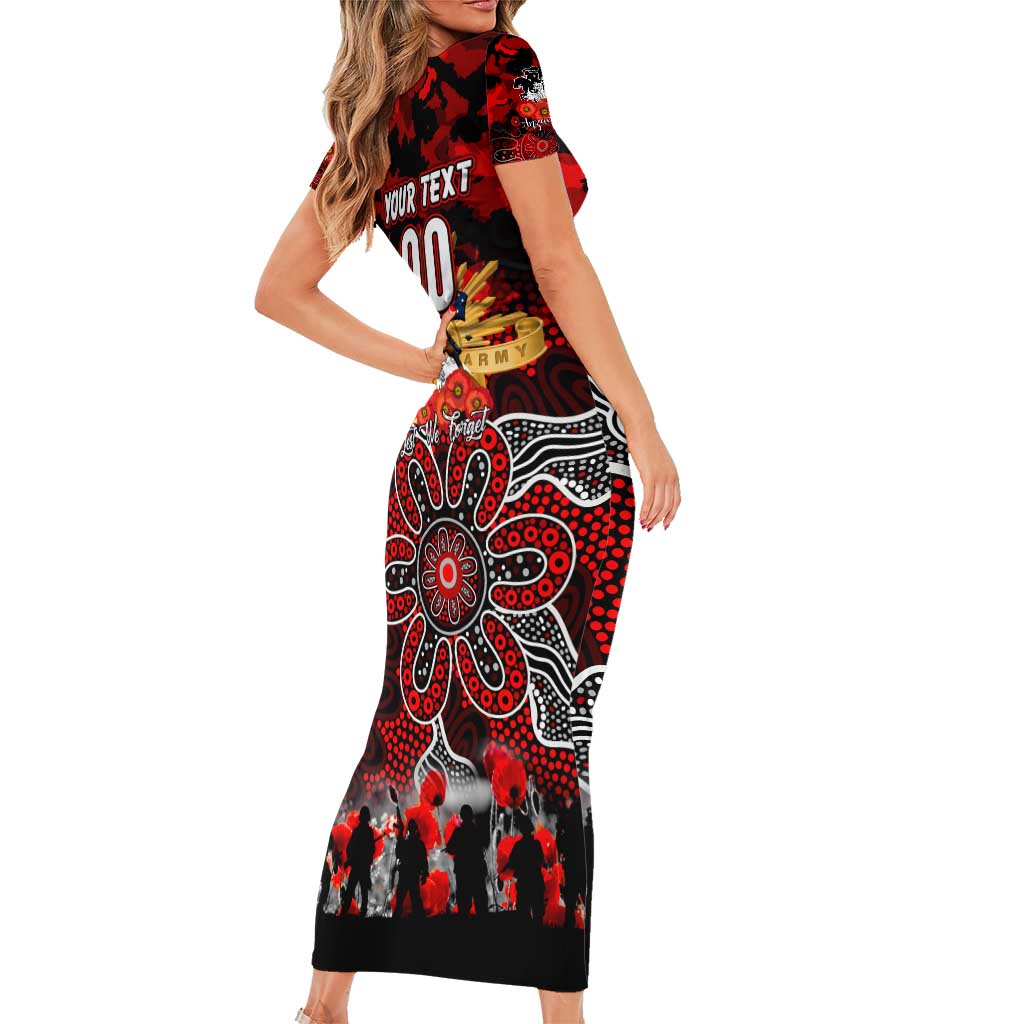 Personalized Dragons ANZAC Day Short Sleeve Bodycon Dress Australian Army - Lest We Forget