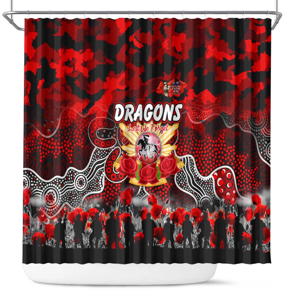 Dragons ANZAC Day Shower Curtain Australian Army - Lest We Forget