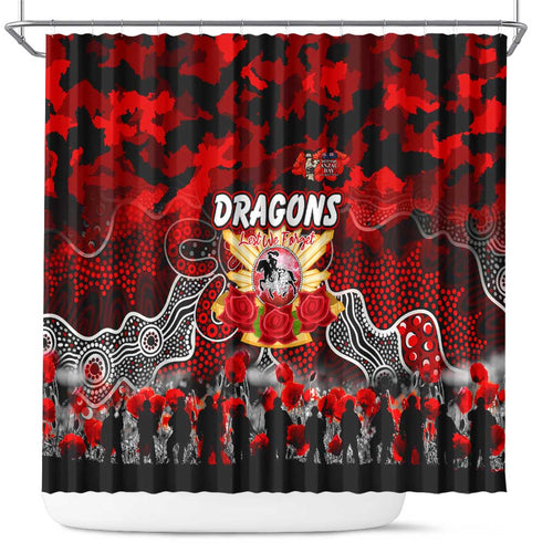 Dragons ANZAC Day Shower Curtain Australian Army - Lest We Forget
