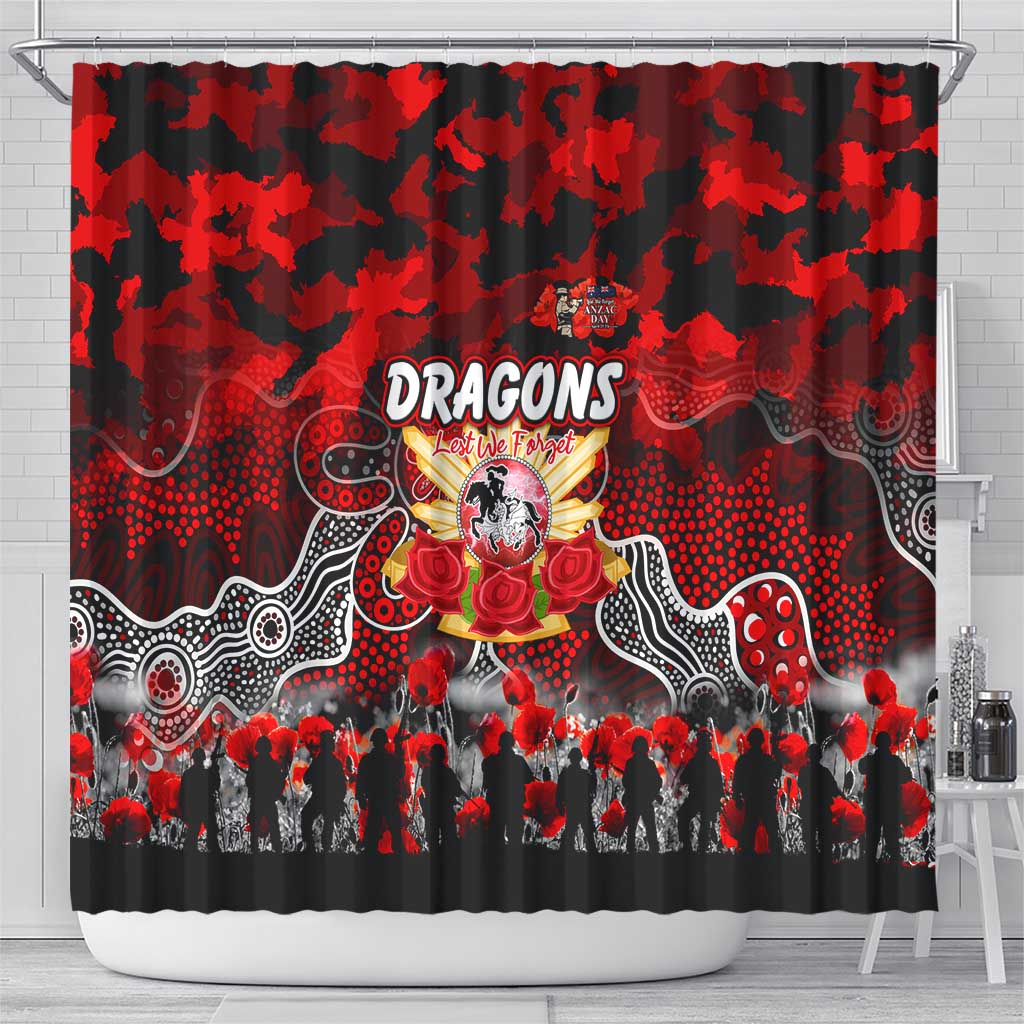 Dragons ANZAC Day Shower Curtain Australian Army - Lest We Forget