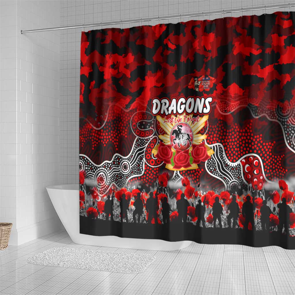 Dragons ANZAC Day Shower Curtain Australian Army - Lest We Forget